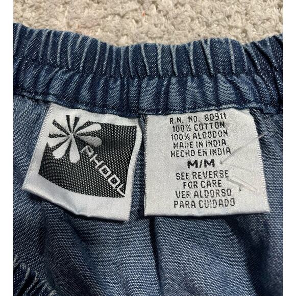 VTG Phool Denim Tiered Tea Length Skirt Women's Medium Jean Blue Modest Academia - Picture 3 of 6